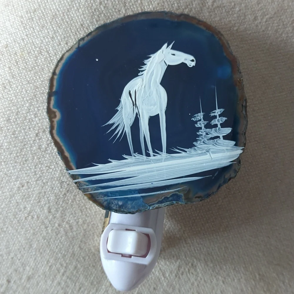 🆕 Horse Night Light with Blue Agate